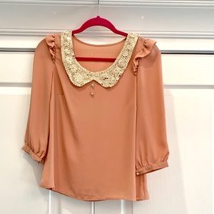 Boutique Pink tip with sequins collar